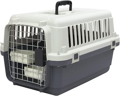 #ad SportPet Designs Plastic Kennels Rolling Plastic Wire Door Travel Dog Crate Tan $49.97