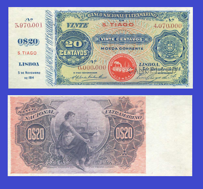 #ad CAPE VERDE 20 centavos 1914 Copy $9.89