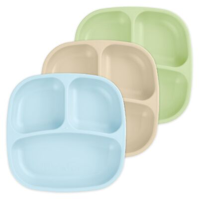 #ad Made in USA 7quot; Deep Walled Divided Plates for Kids Set of 3 Reusable 3 Com... $15.05