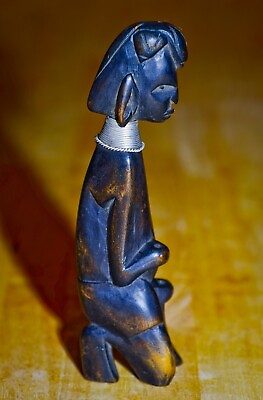 #ad VINTAGE AFRICAN ART Hand Carved Ebony Wood Masai Tribe 1970#x27;s Kenya $25.20