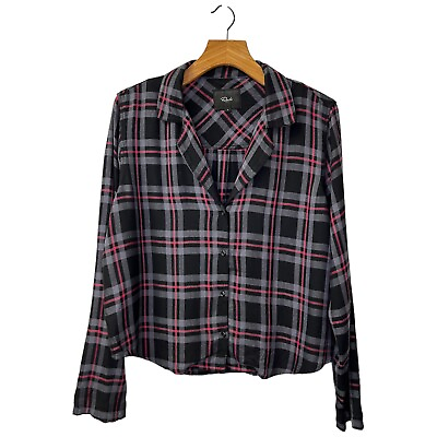 #ad Rails Kellen Coal Slate Carmine Sleepwear Shirt Size L $34.97