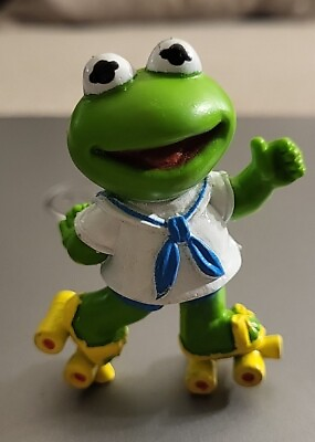 #ad Vintage 1980#x27;s *Baby Kermit* the Frog on Roller Skates The Muppet PVC Figure🐸🛼 $7.00