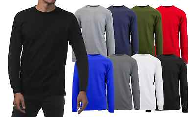 #ad Men#x27;s Heavyweight Soft Cotton Blend Long Sleeve Crew Neck Shirt Size S 3X NWT $9.99