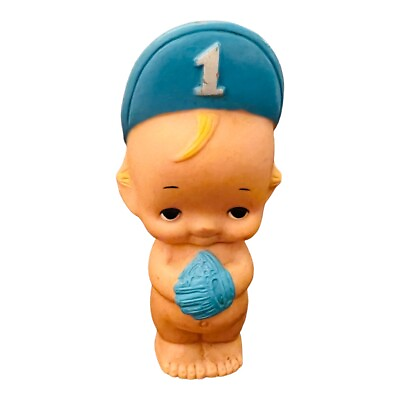 #ad Vintage Rubber Baby Squeaky Toy Boy Baseball Player Hat amp; Glove KewPie Style $10.00