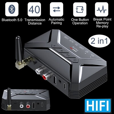 #ad Bluetooth 5.0 Transmitter Receiver Adapter Long Range TV Home Car Stereo 150 FT $14.58