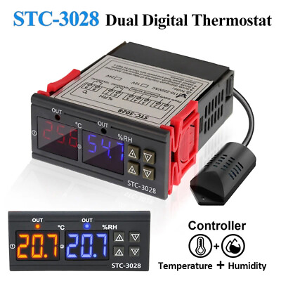 #ad STC 3028 Dual LCD Digital Thermostat Temperature Humidity Controller AC110 220V $14.99