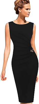 #ad Vfshow Womens Elegant Ruched Work Business Office Cocktail Bodycon Sheath Dress $99.82