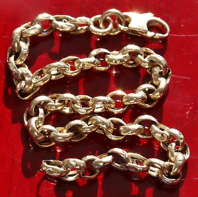 #ad 14k yellow gold charm bracelet 7.5quot; rolo link vintage handmade 4.3gr N2718D $1020.00