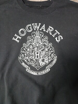 #ad Harry Potter Hogwarts Sweatshirt Adult XL Black Hogwarts Crest Pullover $19.99