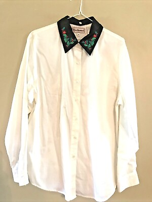 Vintage Bechamel White Blouse Cotton 3 Detachable Christmas Collars Size Med $15.38