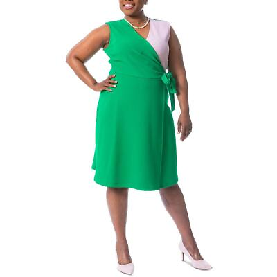 #ad Kasper Womens V Neck Knee Length Sleeveless Wrap Dress BHFO 0426 $13.99