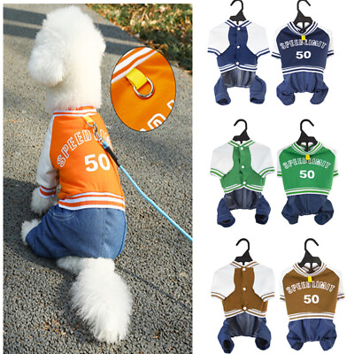 #ad 4 Leg Pet Dog Clothes Cat Puppy Coat Baseball Hoodies Warm Sweater Buckle Jacket $13.79