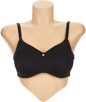 #ad Breezies Perfect Shape Wirefree Side Smoothing T Shirt Bra Black Size 34C $17.98