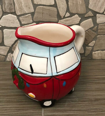 #ad Christmas VW Bus Small Ceramic Milk Pitcher Planter New $8.49