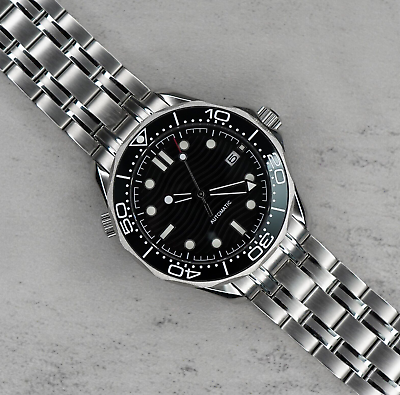 #ad 41mm Black Custom SMP 300 Style Mod Watch NO LOGO w NH35 Automatic Mvmt $174.85