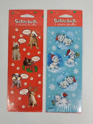 #ad Stickety Doo Da Christmas Stickers Dog Cat Puppy Humor Holiday Decoration NIP $7.49