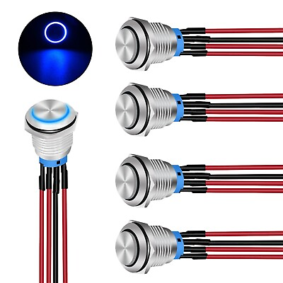 #ad Nilight 16mm Push Button Switch 5PCS with Pre Wired Harness 12V 24V $17.99