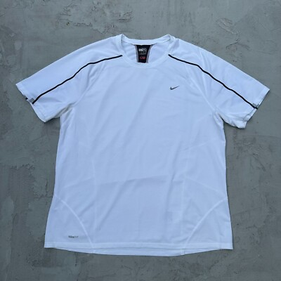 #ad Nike Fit Dry White Black Athletic Shirt 272601 101 $14.99