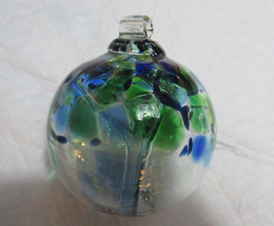 #ad Artisan Glass 3quot; Blue amp; Green Blown Glass Ball $11.99