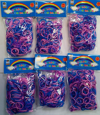 #ad 3600 New Pink Purple Blue Color Loom Refill Rubber Bands With S Clips $8.95