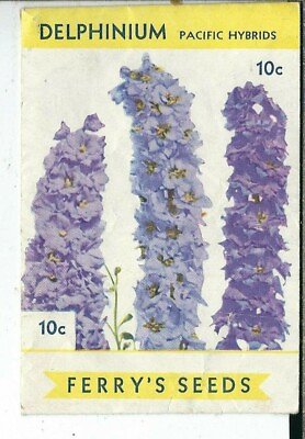 #ad AP 018 Delphinium Pacific Hybrid Ferry Morse Seed Co Used Empty Seed Packet $6.50