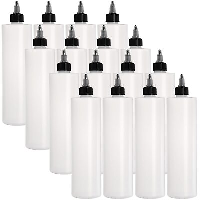 #ad Bekith 12 Pack 16oz Plastic Squeeze Condiment Bottles with Twist Top Caps Em... $32.19