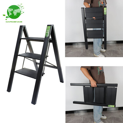 #ad 3 Step Ladder Folding Step Stool with Wide Anti Slip Handgrip for Home $45.45