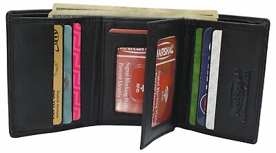 #ad RFID Leather Trifold Wallet with 9 Card Slots 2 Note Pocket amp; 2 ID Windows $16.99