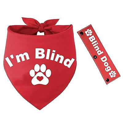 #ad 2 Pieces I#x27;m Blind Red Bandana with Blind Dog Dog Red Leash Wrap for Dog Love... $22.60