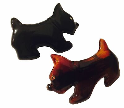 Parcelona French Dog Small Celluloid Black N Shell Brown Hair Clip Barrette $10.95