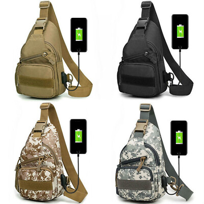 #ad Anti Theft Men#x27;s Sling Crossbody Bag Chest Shoulder Messenger Backpack USB Port $9.49