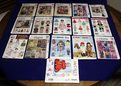 #ad 18quot; Doll Clothes Sewing Patterns McCall#x27;s Simplicity Butterick Kwik Sew NEW FF $5.00