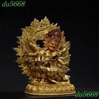 #ad 12quot;old Buddhism Bronze gilt Yab Yum Mahakala King Kong protector Buddha statue $373.05