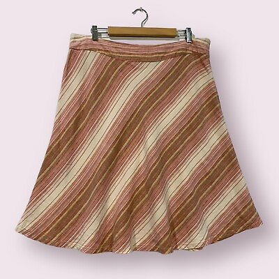 #ad Merona Linen Skirt Size 16 Multi Metallic Stripe Lightweight Summer Chic $9.99