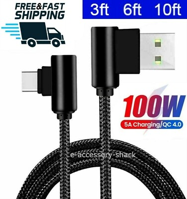 #ad 90 Degree Right Angle USB C to A Cable Charger Cord Samsung Galaxy A20 A21 A22 $2.94