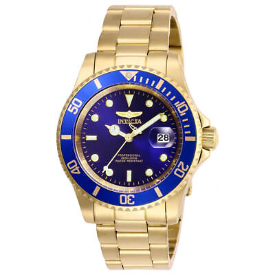 #ad Invicta Men#x27;s Watch Pro Diver Quartz Blue Dial Yellow Gold Steel Bracelet 26974 $62.37