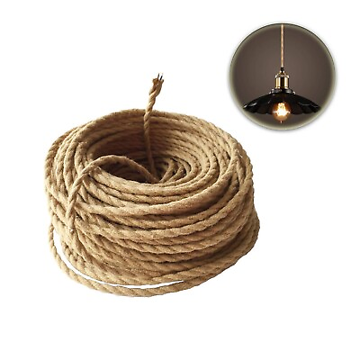 #ad Vintage Hemp Rope Wire Copper Electrical Twisted Flexible Cable Braided Cords $133.94
