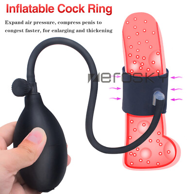 #ad Male Men Penis Extender Stretcher Sleeve Inflatable Penis Pump Enhancer Enlarger $7.99