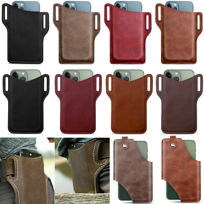 #ad Men Cell Phone Belt Pack Bag Loop Waist Holster Pouch Case​ Leather Wallet Cover $5.49