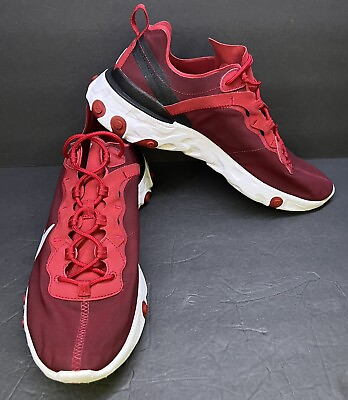 #ad Nike React Element 55 Mens Size 11.5 Red Athletic Running Shoes Sneakers $39.99