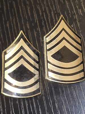 #ad WWII 1950s US Army NCO Theater Made Cap Badges Set x2 L@@K $10.97
