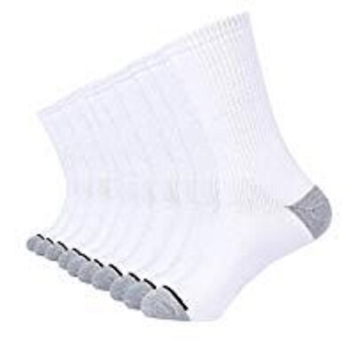 #ad SockMeOne Mens 10 Pack of White Crew Socks. Moisture Wicking Cotton Thick $20.69