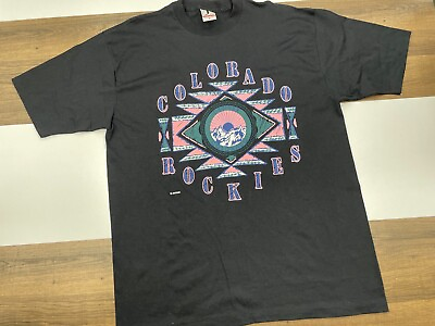 #ad VINTAGE Mens XL Colorado Rockies Aztec Art Shirt 90s Single Stitch USA New NOS $25.49