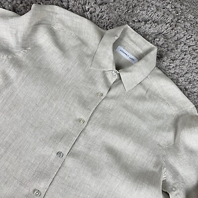 #ad Assembly Label Blouse Button Up Oversized Shirt Women#x27;s 8 US: Small 100% Linen $47.45
