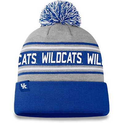 #ad NCAA Kentucky Wildcats Striped Fashion Knit Mens Beanie Toboggan Winter Hat Pom $22.99