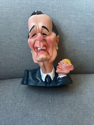 #ad Vintage 1989 George Bush Dan Quayle Linden Spitting Image Squeak Toy Bust Figure $24.99
