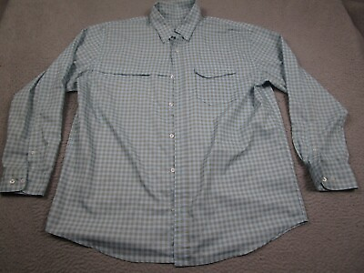 #ad Huk Shirt Mens XL Blue Checked Fishing Outdoor Button Down Long Sleeve $29.97