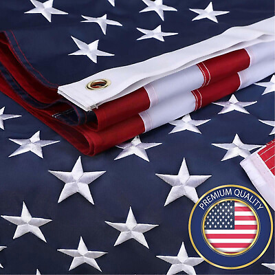 #ad US American Flag Heavy Duty Luxury Embroidered Stars Sewn Stripes Grommets Nylon $13.95