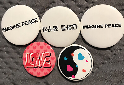 #ad Vintage Pinback Collectible Button Set of 5 Imagine Peace Lot 10 Assorted 1.25 1 $8.10