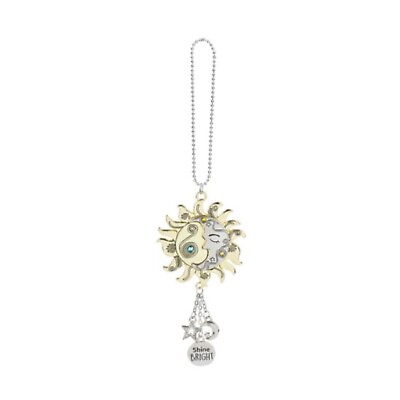 #ad Ganz Silver and Gold Sun and Moon Car Charm 7 Inch with Silver Chain $15.98